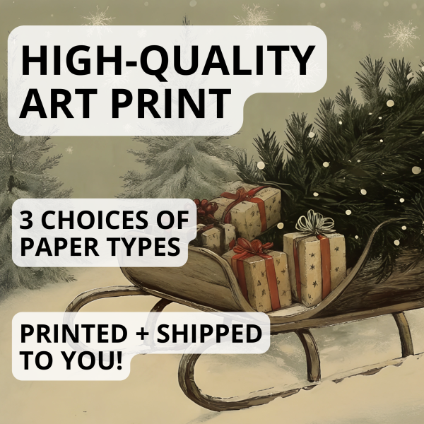 Vintage Christmas Sleigh Art Print - Image 2