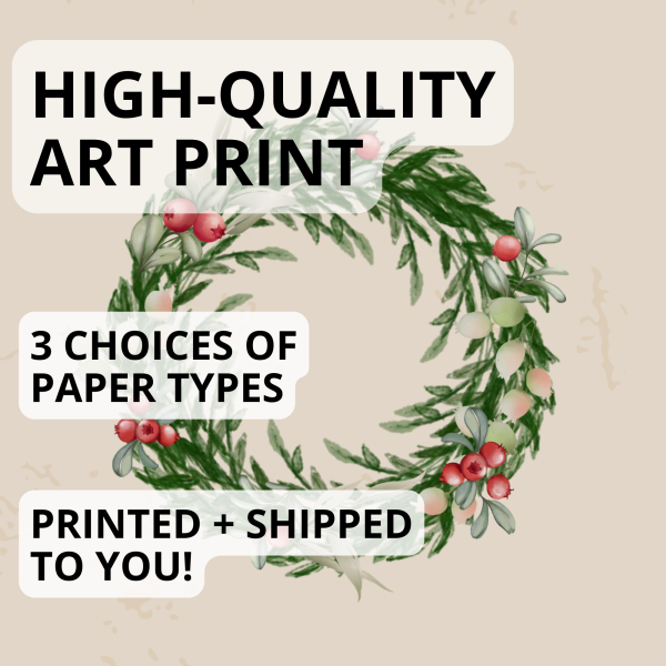 Vintage Christmas Wreath Wall Art Print - Image 3