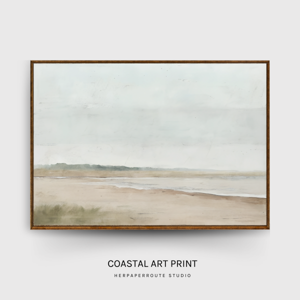 Serene Beach Art Print, Coastal Wall Art