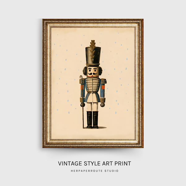 Vintage Christmas Nutcracker Art Print