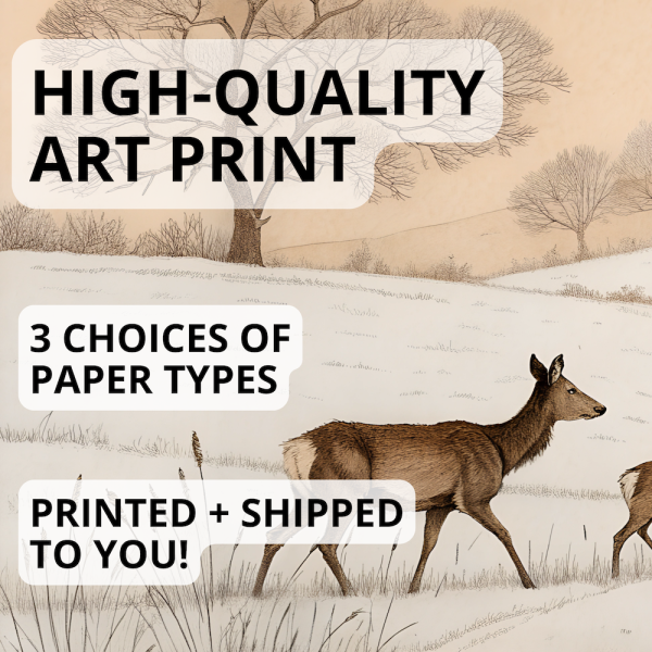 Vintage Christmas Deer Family Art Print - Image 2
