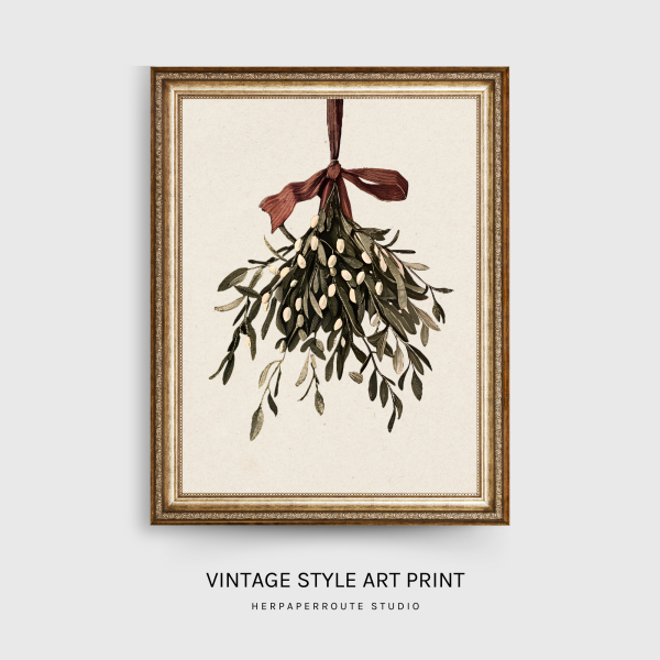 Vintage Christmas Mistletoe Art Print
